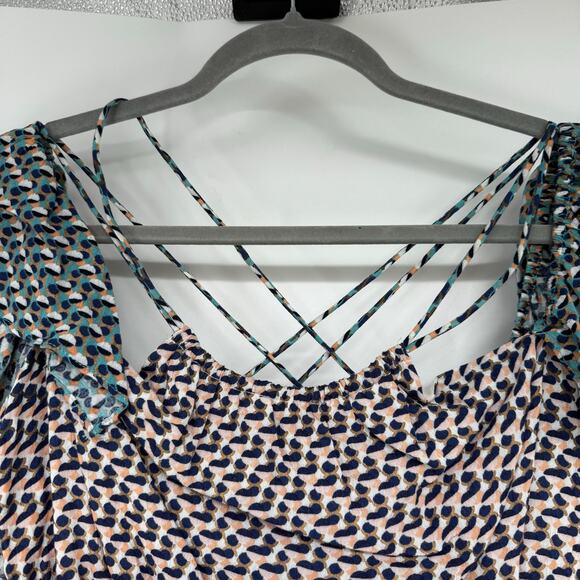 Elevenses Anthropologie Madalenna Ruffle Sleeve Romper Women's Sz S Printed Boho - Picture 4 of 9